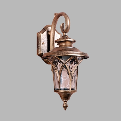 Water Glass Urn Wall Mount Light Lodges 1 Light Outdoor Sconce Lamp Fixture in Brass