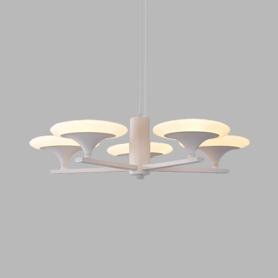 Acrylic Radial Hanging Chandelier Modernist 5 Heads White LED Up Suspension Light in White/Warm Light, 23.5