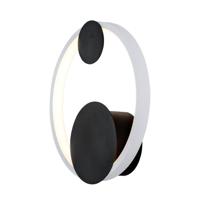 Black and White Circular Wall Sconce Simplicity Acrylic LED Wall Mounted Lamp for Bedroom in Warm/White Light