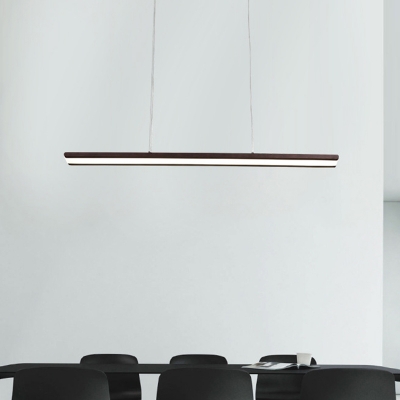 Coffee Rectangle Hanging Light Kit Modern LED Metal Pendant Lamp in Warm/White/Natural Light for Office