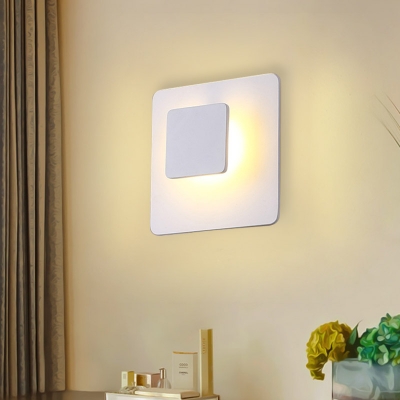 Minimalist LED Wall Mounted Lamp White Square Wall Sconce Lighting with Acrylic Shade in White/Warm Light