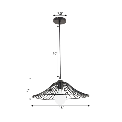 Simplicity Conical Metallic Hanging Lamp 1 Light Drop Pendant in Black for Dining Room