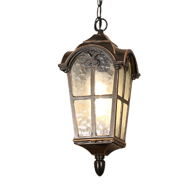 Water Glass Lantern Hanging Lighting Country 1 Bulb Passage Pendant Ceiling Lamp in Black