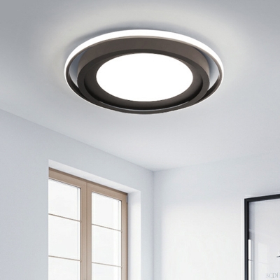 White/Black Circles Flush Light Fixture Modern LED Acrylic Flush Mount Lamp in White/Warm Light
