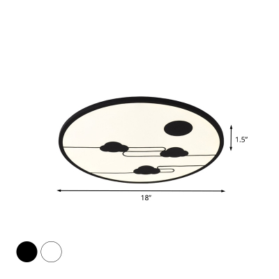 White/Black Round Flushmount Minimalist 18