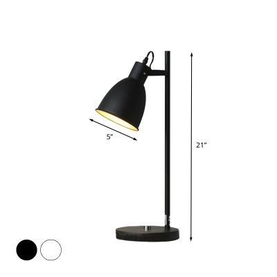 1 Light Table Lamp Vintage Bedroom Adjustable Reading Book Light with Conical Iron Shade in White/Black