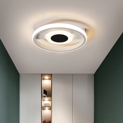 Acrylic Ring Flush Lamp Fixture Minimalist LED White Flushmount Lighting in Warm/White Light