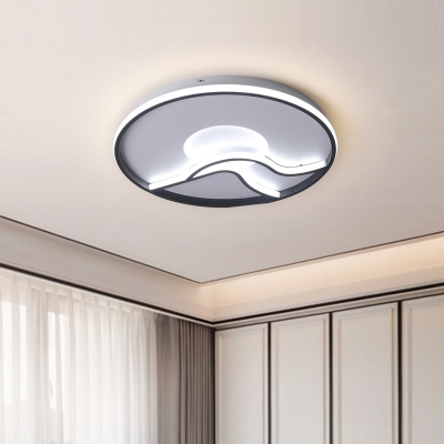 Acrylic Round Flush Light Modernist Black LED Flush Mount Ceiling Lamp for Living Room in Warm/White Light, 16.5