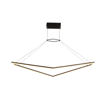 Black Geometric Suspension Light Modern LED Acrylic Chandelier Lamp Fixture in White/Warm Light