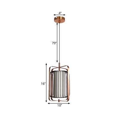 Cylinder Metal Hanging Ceiling Light Minimalist 1 Bulb Rose Red Finish Suspension Pendant