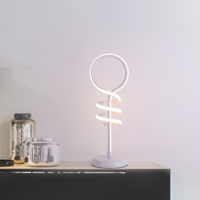 Lollipop Shape Acrylic Table Light Modern LED White Reading Lamp in Warm/White Light with Spiral Design