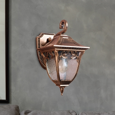1 Head Wall Sconce Lighting Farmhouse Acorn Shape Clear Water Glass Wall Lamp Fixture in Brass