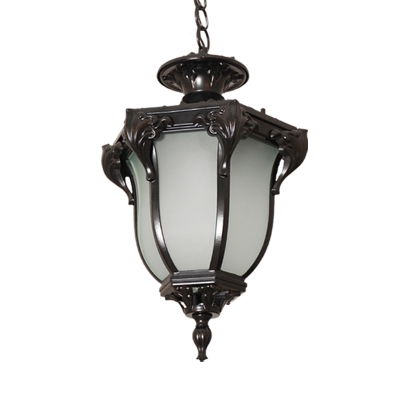 Acorn Hallway Pendant Lighting Farmhouse White Glass 1-Light Black/Brass Finish Ceiling Hang Fixture