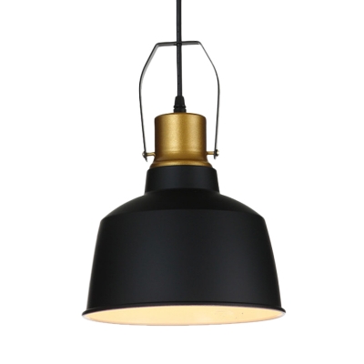 Aluminum Black Finish Pendant Lamp Bell 1-Bulb Farmhouse Down Lighting with Handle over Dining Table