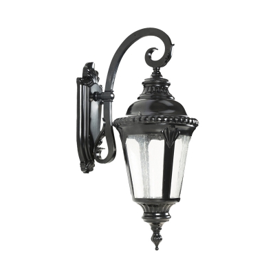 Clear Seeded Glass Urn Wall Mount Sconce Farmhouse 1-Bulb Outdoor Wall Lighting in Black