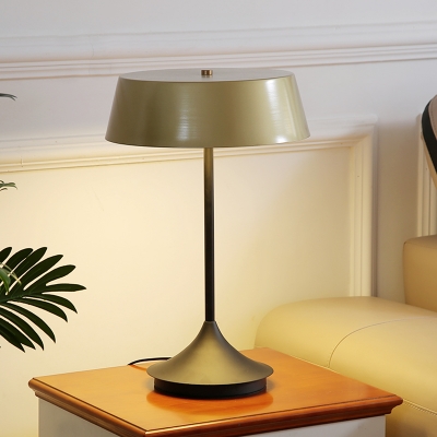 Light Brown Cone Nightstand Lamp Modern 1 Light Metal Night Table Lighting for Bedroom