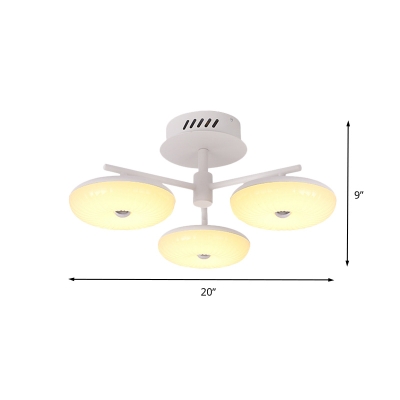 Modern Doughnut Semi Flush Lighting Acrylic Restaurant LED Close to Ceiling Lamp in White, 22