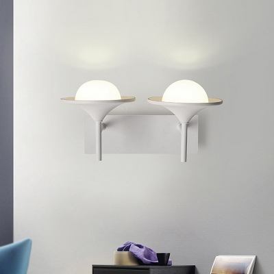 Modernism Flared Sconce Lighting Metallic 2 Heads Bedside LED Wall Mount Lamp in White