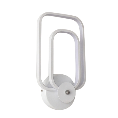 Rectangular Rings Wall Sconce Contemporary Aluminum White LED Wall Lamp for Bedroom in Warm/White Light