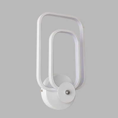 Rectangular Rings Wall Sconce Contemporary Aluminum White LED Wall Lamp for Bedroom in Warm/White Light