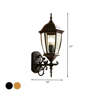 Rustic Pinecone Wall Sconce 1 Light Clear Glass Wall Mount Fixture in Black/Bronze for Outdoor