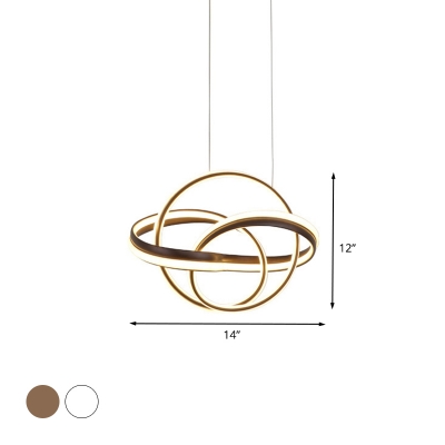 Twisted Pendant Chandelier Modernist Acrylic White/Coffee LED Hanging Light Kit over Dining Table in White/Warm/3 Color Light