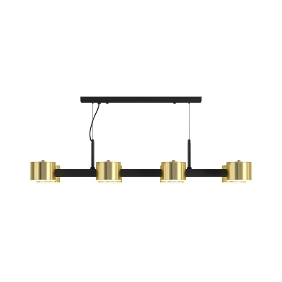 Black and Gold Small Drum Island Lighting Modernist 8 Heads Metal LED Pendant Ceiling Lamp