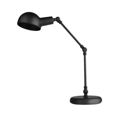 Black Finish LED Reading Book Light Farmhouse Metallic Domed Table Lamp with Swing Arm