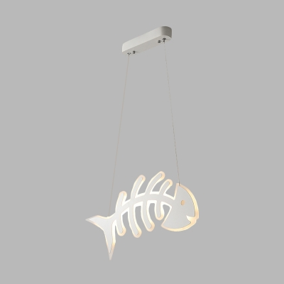 Fishbone Acrylic Chandelier Lighting Modernist Black/White LED Suspended Pendant Lamp in White/Warm Light, 23.5