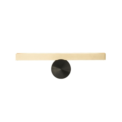 Gold Linear Wall Mounted Light Fixture Modernism LED Metal Vanity Sconce Lamp with Black Tube Backplate in White/Warm Light