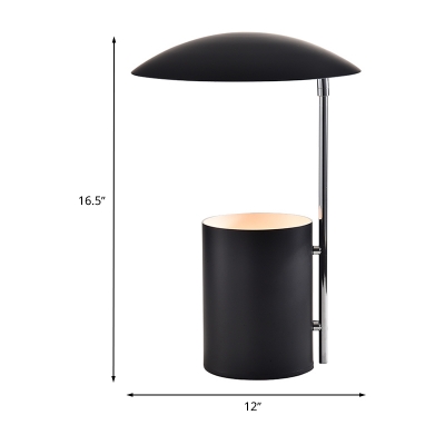 Metal Dome and Cylinder Study Light Simple 1 Bulb Black/White Reading Book Lighting for Study Room