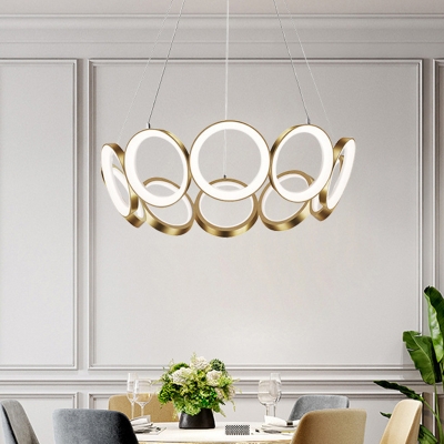 Modernism Multi-Ring Ceiling Chandelier Acrylic Living Room LED Pendant in Black/Gold, White/Warm Light