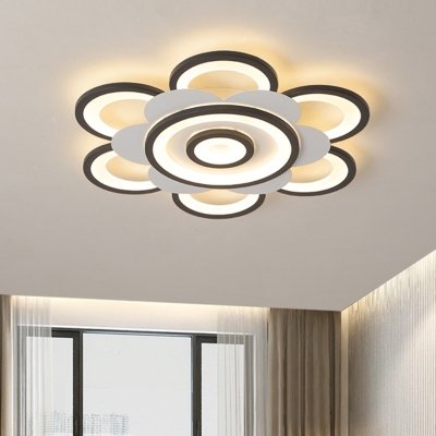Petal Acrylic Flush Lighting Modernism White and Black LED Flush Mount Ceiling Lamp in White/Warm Light, 20.5