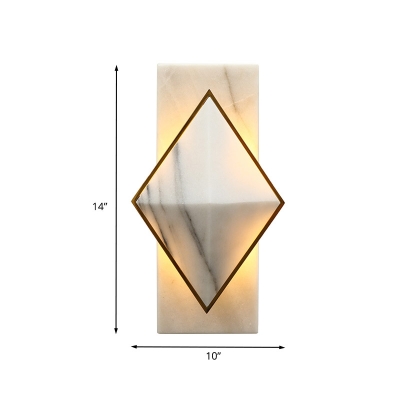 Rhombus and Rectangle Flush Wall Sconce Contemporary Stone LED White Wall Mount Light Fixture