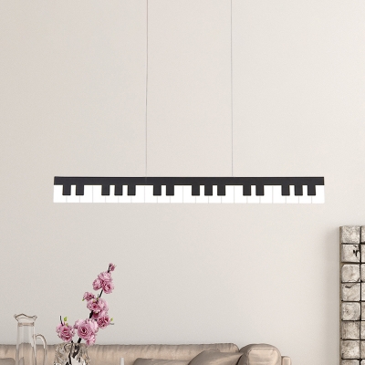 Acrylic Piano Keyboard Flush Mount Lamp Minimalist White/Black LED Ceiling Flush Mount for Restaurant in Warm/White/Natural Light