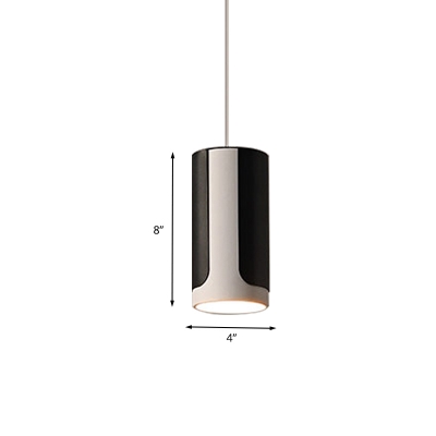 Cylindrical LED Hanging Light Minimalist Acrylic 1 Head Black Suspension Pendant for Kitchen