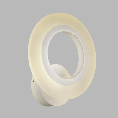 LED Corner Wall Light Sconce Simple White Wall Mount with Hoop Acrylic Shade in Warm/White Light