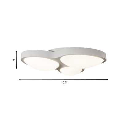 Living Room LED Ceiling Light Fixture Simplicity White Flush Mount Lamp with 3 Bubbles Acrylic Shade