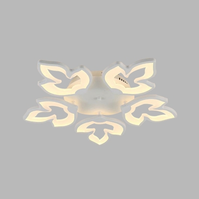 Maple Leaves Semi Flush Light Fixture Modernist Acrylic LED White Flush Mount Ceiling Lamp in White/Warm Light