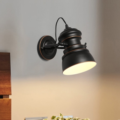 Metal Black Finish Wall Lighting Bell 1-Light Farmhouse Wall Mount Sconce with Rotatable Node