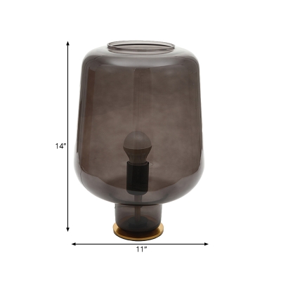 Nordic Bottle Shade Night Light Smoke Gray Glass 1 Head Bedroom Nightstand Lamp with Metal Base