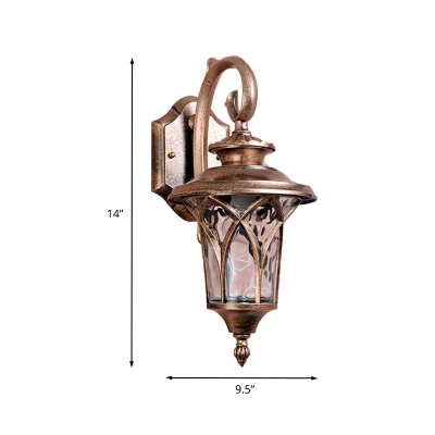 Water Glass Urn Wall Mount Light Lodges 1 Light Outdoor Sconce Lamp Fixture in Brass