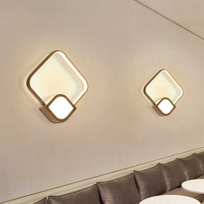 White Rhombus Wall Sconce Minimalist LED Acrylic Wall Mount Fixture for Restaurant