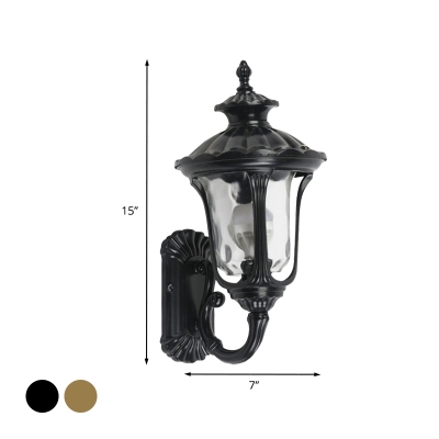 1 Head Water Glass Sconce Light Fixture Rustic Black/Bronze Finish Urn Outdoor Wall Mounted Lamp