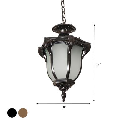Acorn Hallway Pendant Lighting Farmhouse White Glass 1-Light Black/Brass Finish Ceiling Hang Fixture