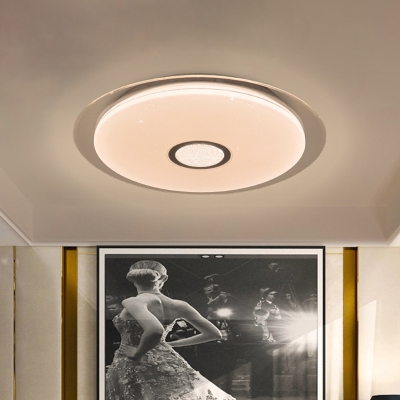Acrylic Drum Flush Mount Light Modernism LED Flushmount in White for Living Room, White/Natural Light