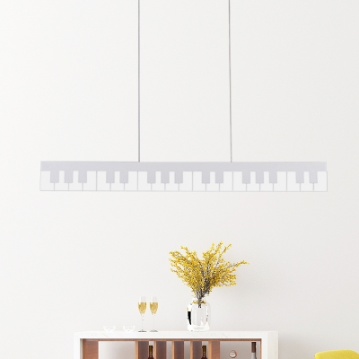 Acrylic Piano Keyboard Flush Mount Lamp Minimalist White/Black LED Ceiling Flush Mount for Restaurant in Warm/White/Natural Light