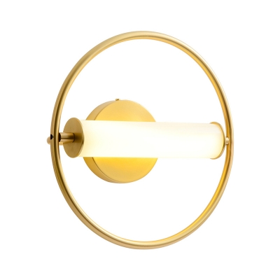 Circular Bedroom Wall Mounted Lighting Metallic 1 Head Simplicity Sconce Light in Brass