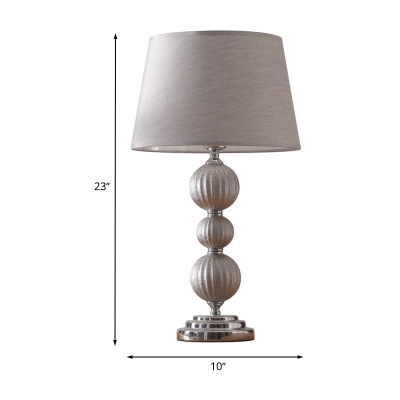 Conical Desk Light Contemporary Fabric 1 Head Silver Tower Designed Table Lamp with Ceramic Base for Bedroom