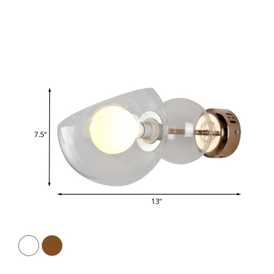 Globe Sconce Light Fixture Post Modern Clear/Amber Glass 1-Head Bedroom Wall Mounted Lamp